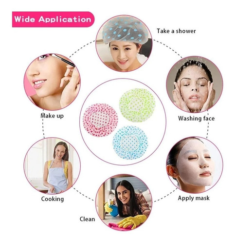 Imagen 2 de 6 de Gorras De Baño Para Ducha Pack De 6 Unidades Borde Elástico
