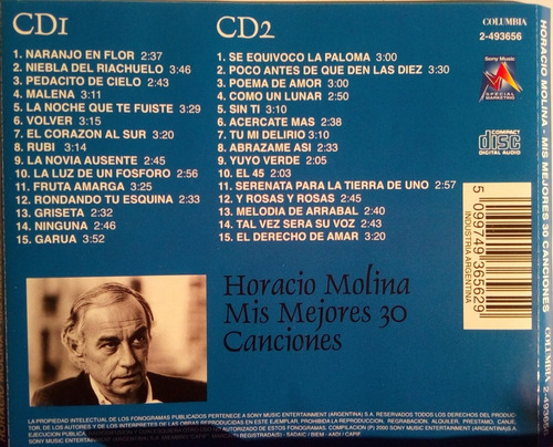 Cd Horacio Molina Mis Mejores 30 Canciones