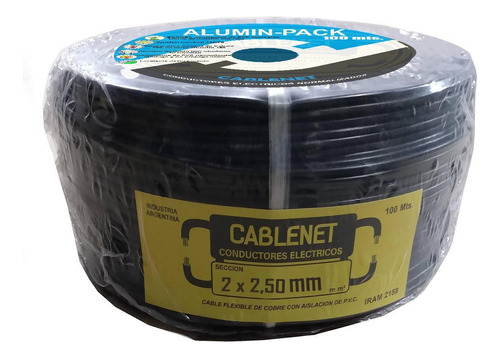 Cable 2x2,5 Mm  Tipo Taller X Rollo 100mt Cobre 100%