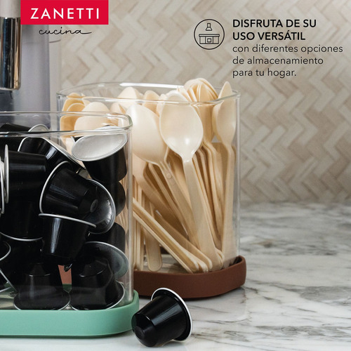 3 Recipientes De Cristal Tapa De Colores - 900 Ml - Zanetti Color Gris oscuro