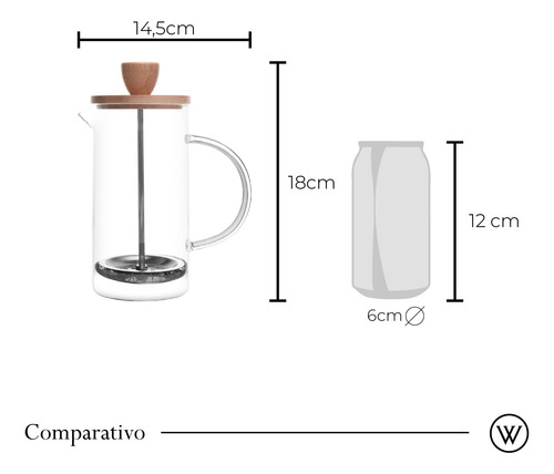 Cafetera Prensa Francesa De Vidrio Borosilicato Con Tapa De