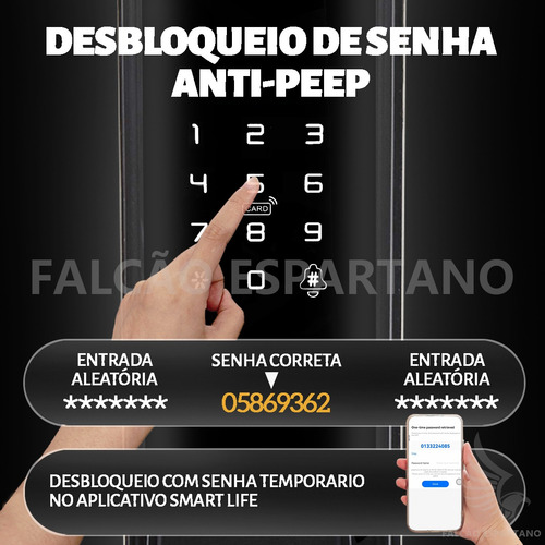 Fechadura Eletronica Biometria Com Câmera Wifi Facial App