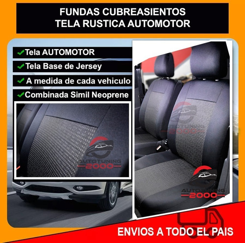 Imagen 4 de 10 de Fundas Cubre Asientos Tela Automotor Rustica Fiat Idea