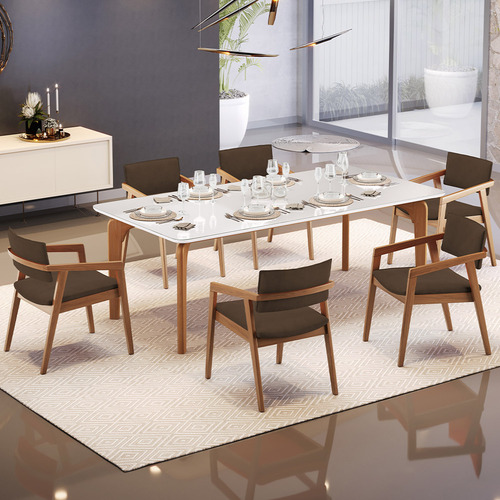 Kit 05 Cadeiras Estar Living Giorgia Suede Marrom