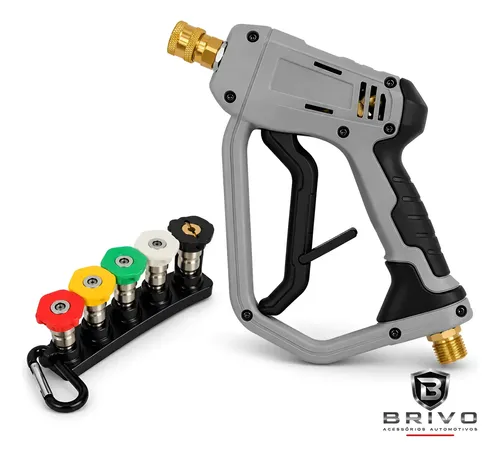 Kit Pistola Curta De Espuma Snow Foam E 5 Bicos M22 14mm Cinza