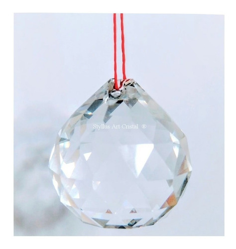 Imagem 4 de 9 de 2 Bolas Esfera Cristal Asfour Feng Shui 4,0 Com Fio Vermelho