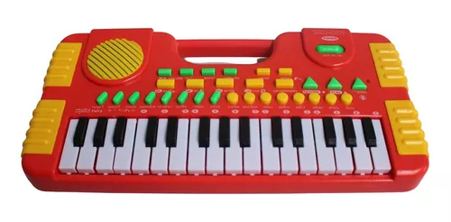 Teclado Musical Infantil Com Sons Instrumentais E Animais Cor Vermelho