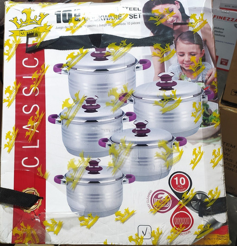 Juego De Ollas En Acero Inoxidable Suprema De 10 Pcs 7 Capas