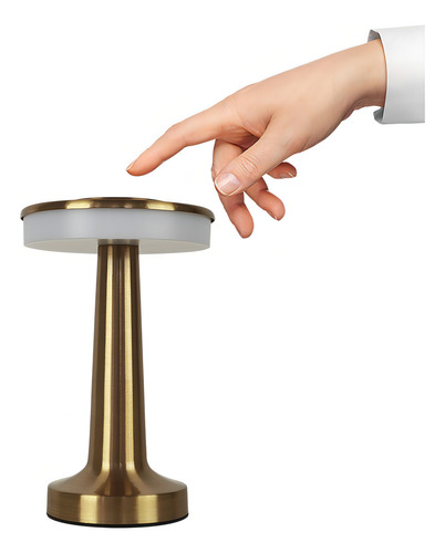 Luminária De Mesa Led Taschibra Pharos Recarregável Sem Fio Cúpula Dourado 110v/220v