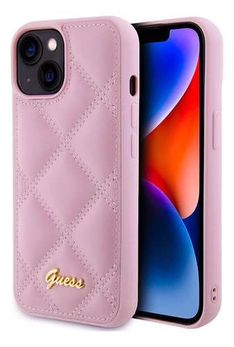 Funda Para iPhone 15 De Guess Capitoneado Rosa