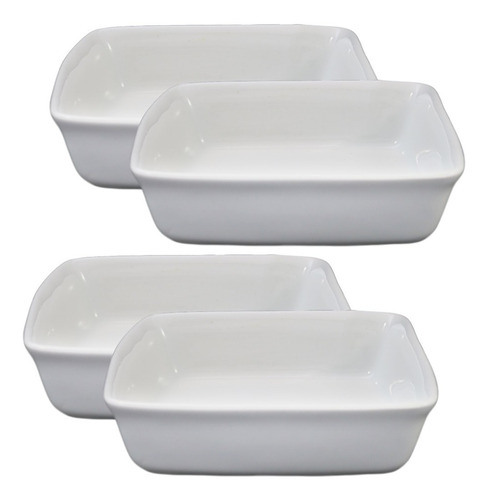 4 Travessa Buffet Quadrada Porcelana 700 Ml Ref Bv421x