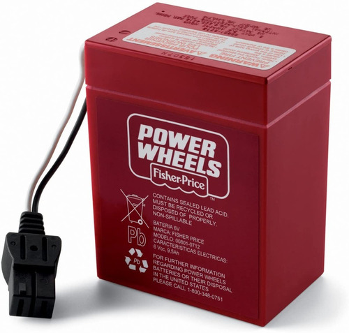 Fisher Price Power Wheels Batería 6v 9,5 Ah Roja Recargable