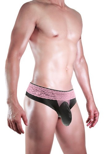 B Ropa Interior De Cintura Baja Para Hombre, Encaje De Seda
