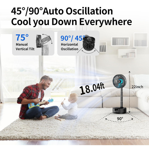 Ventilador Portátil Socool Modelo Plegable 20000 Mah 8 Veloc A10 Negro