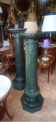 Antiguo Pedestal Marmol Verde Alpe $$×c/u  No Envio N426