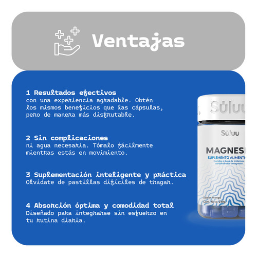 Magnesio 60 Gomitas Súluu 100 Mg Sabor Mango