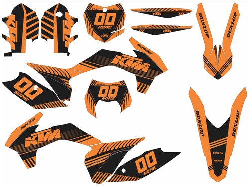 Adesivo Moto Cross Trilha Ktm Sx F 13-15 Laranja Lm186