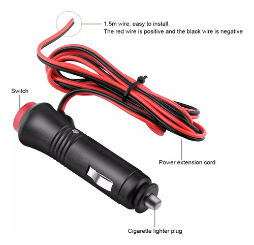 Encendedor De Cigarrillos Macho De Coche, Conector De 1,5 M