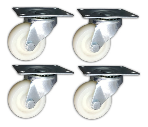 4 Ruedas Pp - Nylon Industrial De 75mm Giratorias 400kg Ruedas Blanco