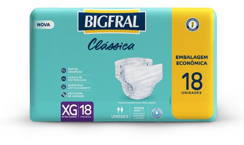 Imagem 1 de 5 de Fralda Bigfral Clássica Tamanho Xg - 18 Unidades