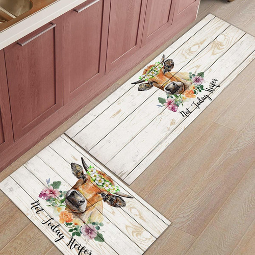 Bestlives Juego De 2 Alfombras De Cocina Con Diseño De Buey 