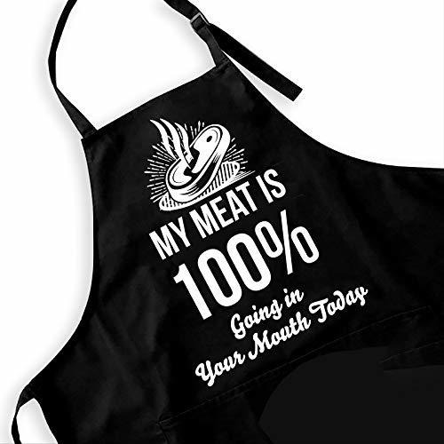 Ihopes Funny Black Bbq Apron For Men - My Meat Is 100% 