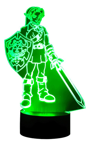 Lámpara 3d Link Legend Of Zelda Base Negra + Pilas
