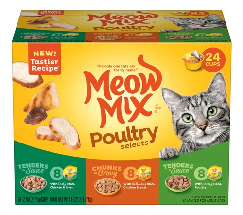 Comida Humeda Para Gatos Meow Mix Tender Favorites, Tazas De