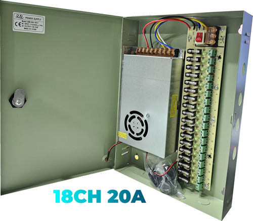 Gabinete Cctv Power Supply 18ch 20a Jwk