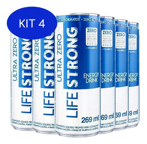 Kit 4 Energético Life Strong Energy Drink 6 Unidades