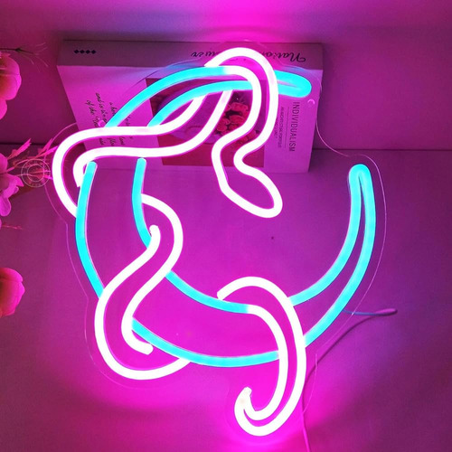 Sylhome Snake Moon Led Neon Light Up Sign Dormitorio Kids Ro