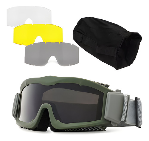 Policia Careta Gafas Goggle Militar Táctico Lentes Color Verde