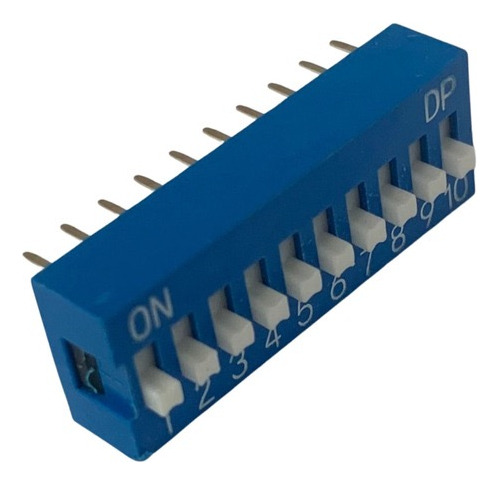 Kit Com 5 Peças De Chave Dip Switch 10 Vias 180° Graus  Azul