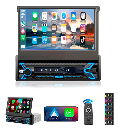 Auto Estereo Pantalla Retractil Apple Car Play Android Auto 