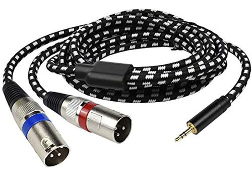 Mugteeve Dual Xlr A 1/8 Stereo Aux Cable, Double Xlr Male Y