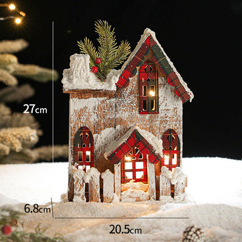 Casa De Nieve Navideña Cabaña De Troncos Luminosa Estilo A