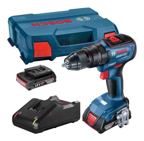 Imagen 5 de 9 de Taladro percutor atornillador inalámbrico de 13mm Bosch GSB 18V-50 18V + 2 baterías de 2Ah + accesorios con maletín de transporte 110V/220V
