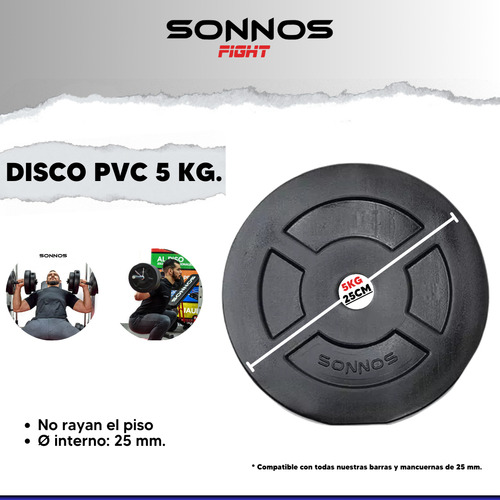 Kit Barra Maciza + Mancuernas A Rosca + 24 Kg Discos Sonnos
