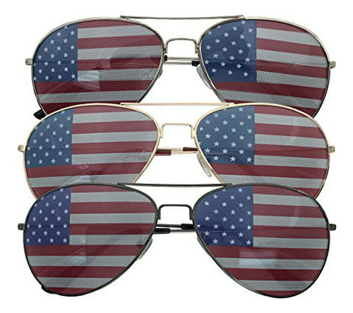 Gafas De Sol - Lentes De Sol - 3 Pack Bulk Usa America Glass