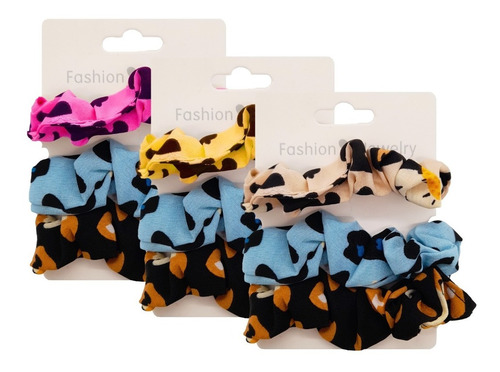 3 X - Colet Coletas Scrunchie Delgada Multicolor -mujer Niña