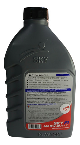 Aceite Motor 15w40 Api Sl Mineral