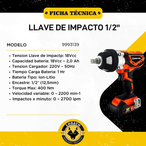 Imagen 4 de 10 de Llave De Impacto Batería Herramientas Inalambrica 18v Dowen