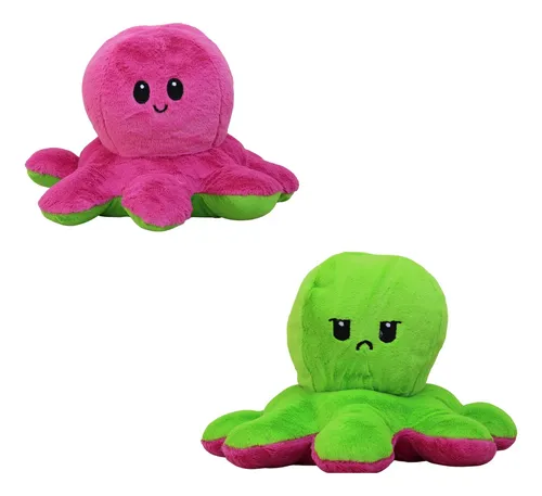 Pulpo Reversible Pulpito Feliz Enojado Gigante 30 X 45 Cm