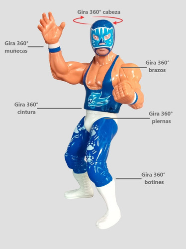 Muñeco Luchador Blue Panther Jr Figura De Accion Lucha Libre