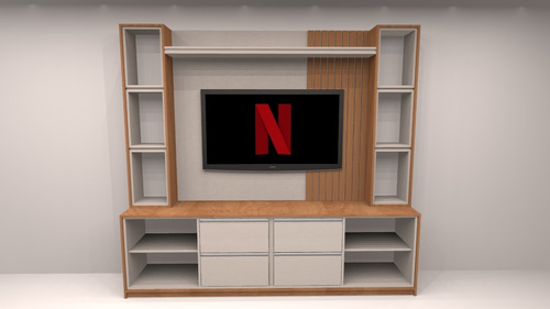 Imagen 4 de 4 de Mueble Tv Rack Premium Panel Minimalista Melamina
