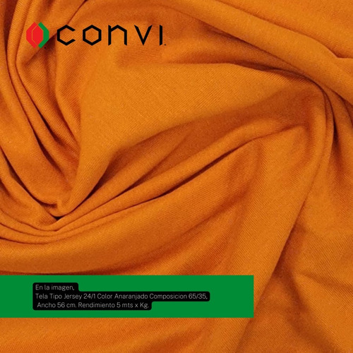Tela Jersey Color Anaranjado Titulo 24/1 Composicion 65/35
