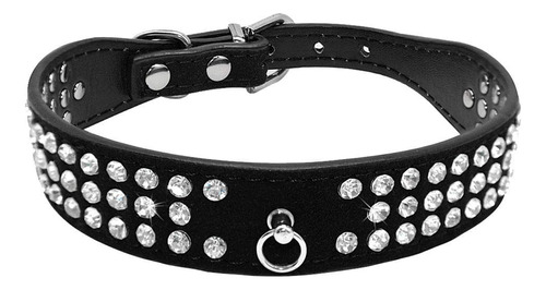 Haoyueer Collar De Piel De Ante Con 3 Filas De Diamantes De