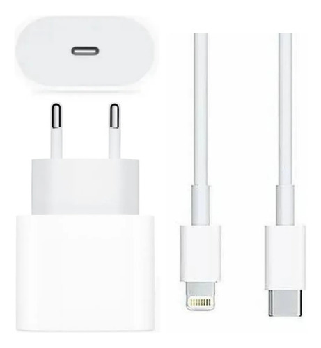 Carregador Fonte 20w Turbo Para iPhone 7 8 11 12 13 14 Pro Pro Max Com Cabo Cor Branco