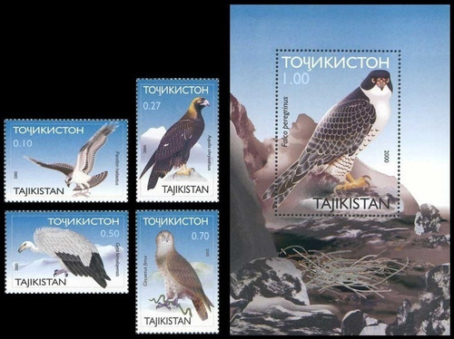 Fauna - Aves De Presa - Tayikistán - Serie + Block Mint