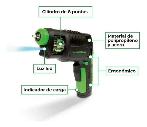 Taladro Destornillador Eléctrico E Inalámbrico Hammersmith Color Negro 100V 240V 6V